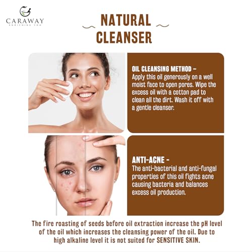 Image of Caraway Jamaican Black Castor Oil for Hair Growth, Eyelash & Eyebrow Care | Cold-Pressed, Pure & Organic | Scalp Massage & Skin Moisturizing | Mascara Kit Included | Face & Skin Care | 100ml / 3.4oz