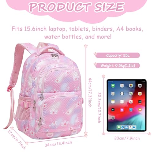 Joyfulife Daisy Print Backpack for Girls Lightweight Water Resistant Elementary Primary School Bags Teen Girls Bookbag Travel Daypack2