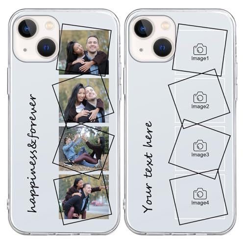 ZhuoFan Personalizada Funda para iPhone 15 6,1', Carcasa Personalizable con Foto Imagen y Texto Custom, Transparente Silicona TPU Antigolpes Personalizado Cover para iPhone 15