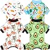 XPUDAC 4 Pack Dog Pajamas Soft Strechy Summer Doggie Clothes for Small Medium Dogs Boy Girl Cat Apparel Small