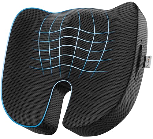 FOVERA Orthopedic Coccyx Seat Cushion for Tailbone Pain | 2-Years Warranty | Memory Foam Chair Pad for Sciatica & Back Pain Relief (18 x 17 Inch), Fit