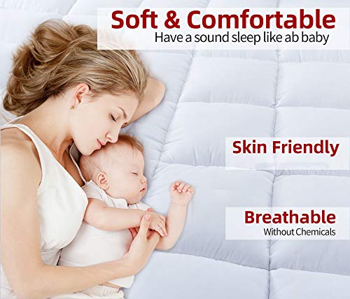 Sufuee King Mattress Topper Down Alternative Overfilled 2" Thick Mattress Pad Soft Fluffy And Warm Mattress Cover Hotel Quality Pillow Top #TOP3