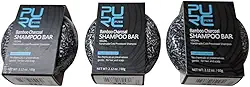 Shampoo Bambu Carvão Vegetal PURE Escurece Cabelo Barba Promove Crescimento Saudável Cabelos Secos Danificados Embalagem 3 Unidades escurecer branco escurecedor temporário