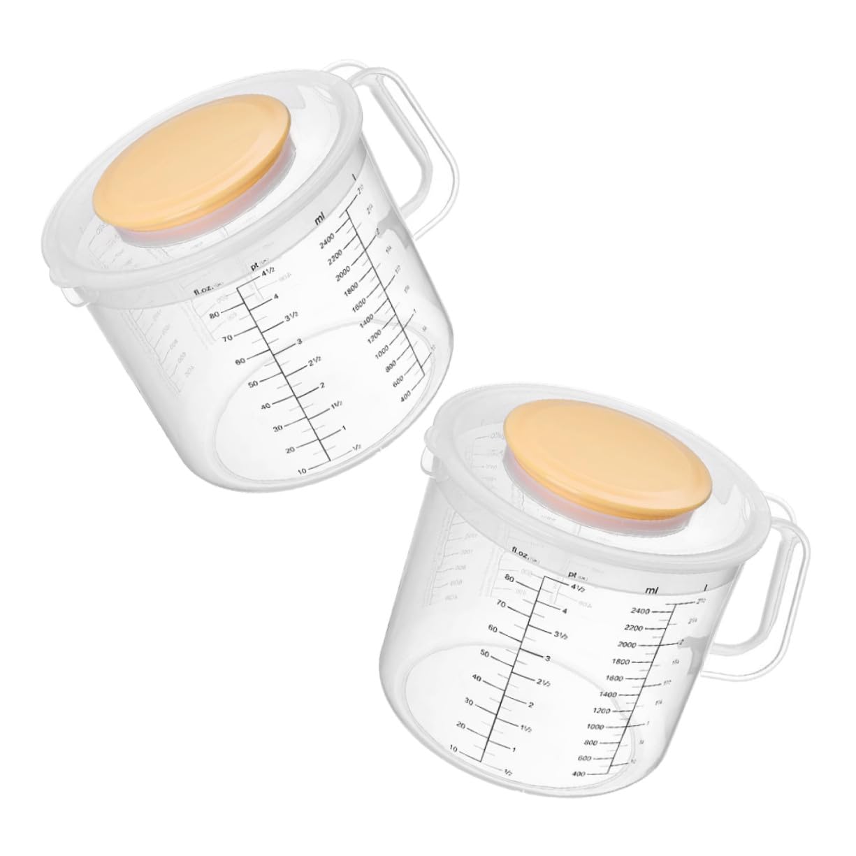 Alipis Jarra Medidora de Plástico 2.5l con Tapa Anti Salpicaduras y Escala Clara, Recipiente Medidor Adecuado para Hornear y Preparar Pasteles, Juego de 2 Piezas