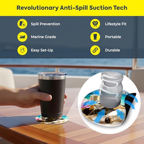 Image of Lil Sucker Lil Beach Suction Ring | Suction Cup Holder Anti-Spill Can Drink Support for Boats, Trucks, ATVs | Secure Your Drinks and Prevent Spills with Our Non Slip Coaster - Beach Pack of 2