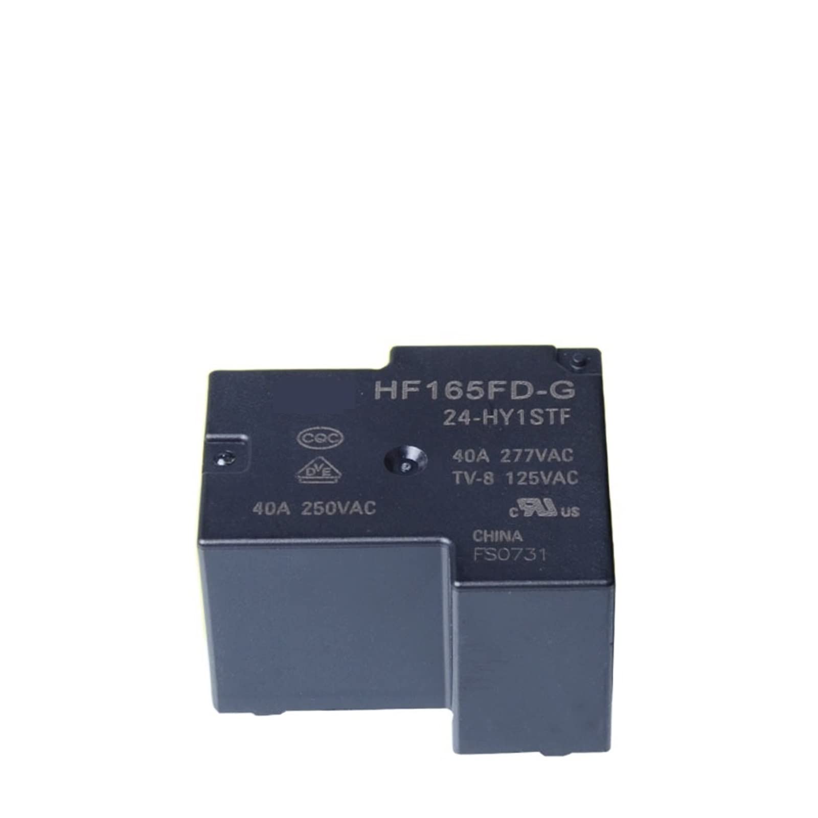 Relais 24VDC HF165FD-G-24-HY1STF 40A 277VAC contact normalement ouvert NO 4 broches