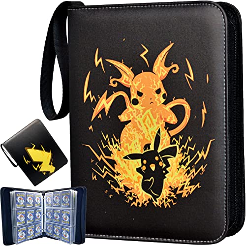Card Binder for Pokemon Cards, CHELSOND 9-Pocket Portable Card Collector Album Holder Book Fits 720 Cards with 40 Removable Sleeves, Trading Card Binder Display Storage Carrying Case for TCG-Yellow