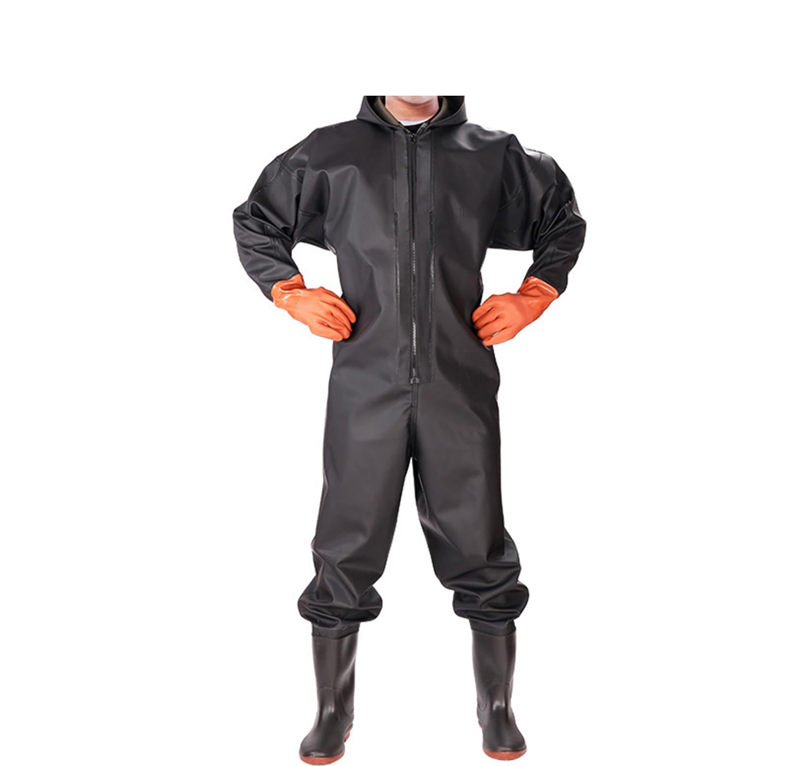 Nero, 42, Unisex Traspirante Impermeabile PVC Waders da Pesca Caccia con Guanti Wellies per Pesca a Mosca Pesca in Mare Pesca agricola