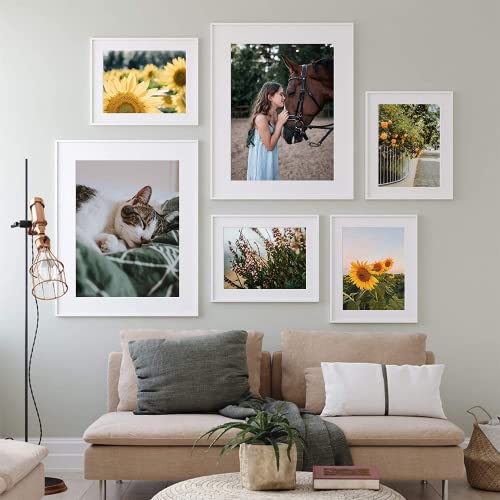 Image of upsimples 4x6 Picture Frame Set of 10, Display Pictures 3.5x5 with Mat or 4x6 Without, Multi Photo Frames Collage for Wall or Tabletop Display, White