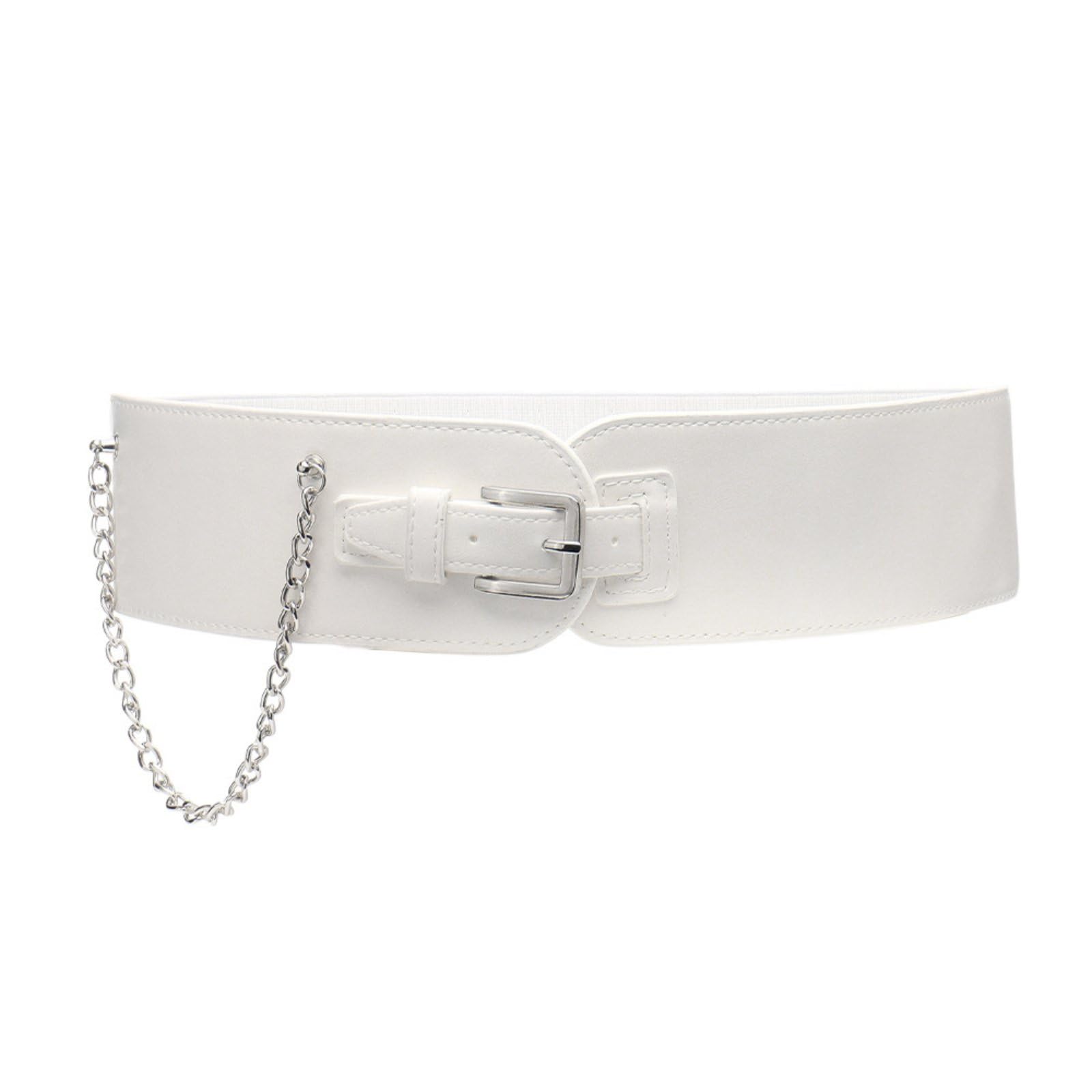 Easy To Match Wide Waist Belt Stretchy Elastic Adjustable Buckle Fashion Accessory For Women, Dress Styling, White | Belts Womens Accessories Clothing Shoes-image-32