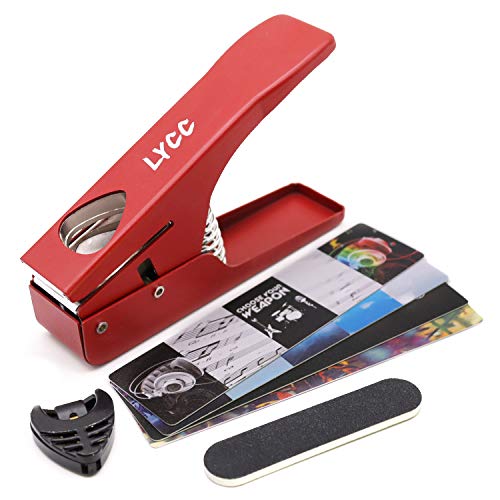 LYCC DIY guitar pick manufacturer luxury gift package, guitar pick hole puncher, guitar pick hole punch kit, with pick clip matte strip and 4 picks(red)