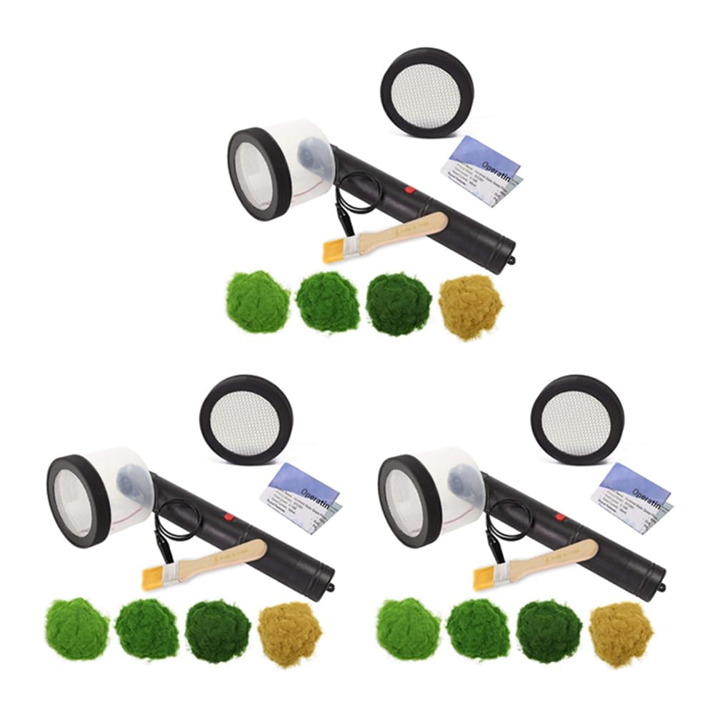 3X Kit di Floccaggio Applicatore Erba Statica Mini Macchina di Floccaggio ABS con Maniglia Antiscivolo per Fai Da Te Tavolo di Sabbia di Modellazione Scenica