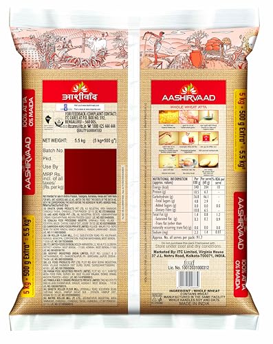 Image of Aashirvaad Shudh Chakki Atta, 5kg Pack, 100% Whole Wheat Flour, 0% Maida