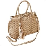 Bolsa De Palha Feminina Perola Alça Transversal Verão Acessório Praia (Bege)