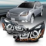 AmeriLite 2010-2012 Dual LED Bar Projector Black Headlights for Legacy Outback - Passenger and Driver Side