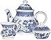 Churchill Blue Willow - Juego de 3 piezas (tetera, crema y azúcar)