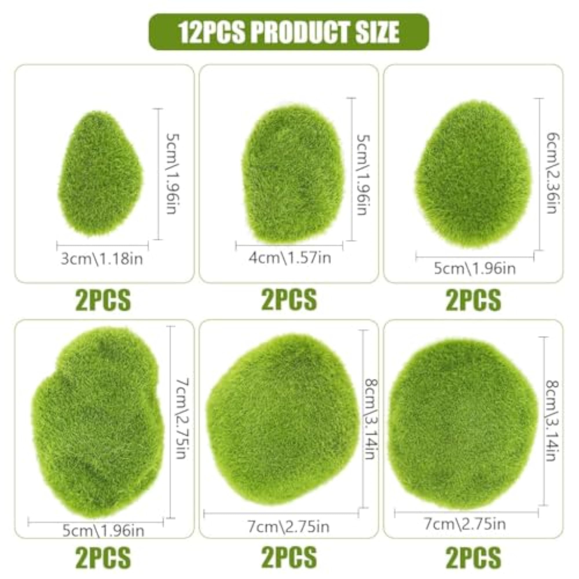 12pcs Artificial Moss Rocks for Decorative Use