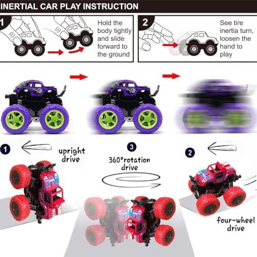 Image of Friction Powered Monster Truck Toy for Kids | Push & Go 4WD Off-Road Car for Kids | Amazing Stunts, Vibrant Colors for Boys & Girls, Fun Play 360 Drift Stunt Car (PACK OF 1) (Color As per Stock)