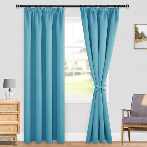 DWCN Blackout Curtains for Bedroom Thermal Insulated Room Darkening Pencil Pleat Window Curtains for Living Room 90 x 90 inch Length - Image 2