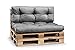 Gutekissen® Cuscino per pallet, resistente alle intemperie, per divano da giardino, in diversi colori e dimensioni (set di cuscini 120 x 80 + schienale 120 x 40), grigio e impermeabile immagine