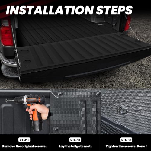 Image of LASFIT Truck Tailgate Mat 2019-2026 for Chevrolet Chevy Silverado & GMC Sierra 1500 (Not Fit Multipro Tailgate & EV & 2019 Limited), All Weather TPE Tailgate Protector Liner (Not Fit Drop-in Liners)