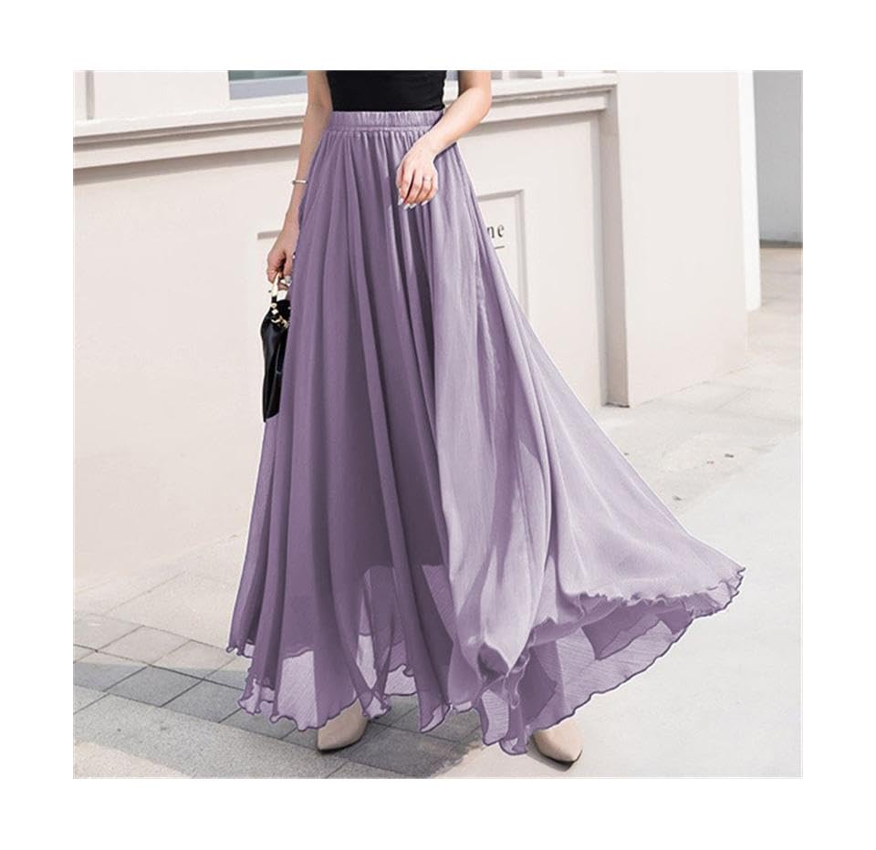Amazon.com: YPDJVLTI Tiered Skirt Long Solid Color Chiffon