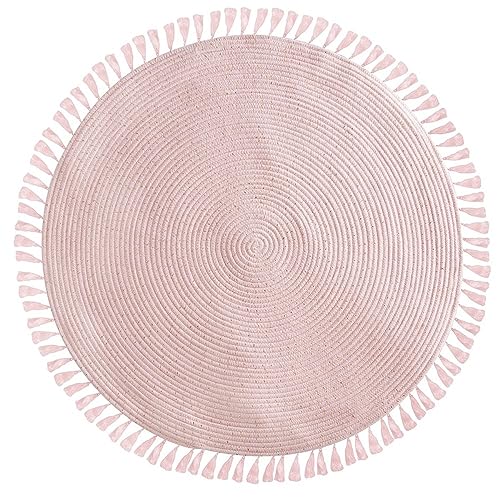 ATMOSPHERA CREATEUR D'INTERIEUR Tapis à Franges Rose avec Lurex doré intégré 90 cm
