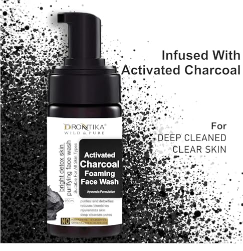 Image of Drontika Wild & Pure Natural Activated Bamboo Charcoal Foaming Face Wash | Anti-Pollution Face Wash| Face Wash for Removing Dead Skin Cells|Powered Botanics| 150ml. (Activated Charcoal)