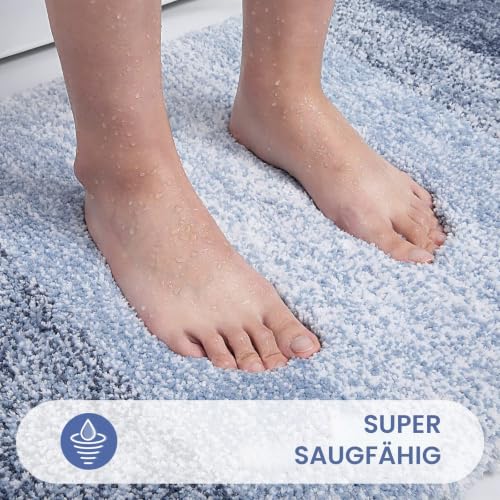 Homaxy Weich Flauschige Badezimmerteppich, Badematte, 51 x 76 cm, Blau – Ansicht 4