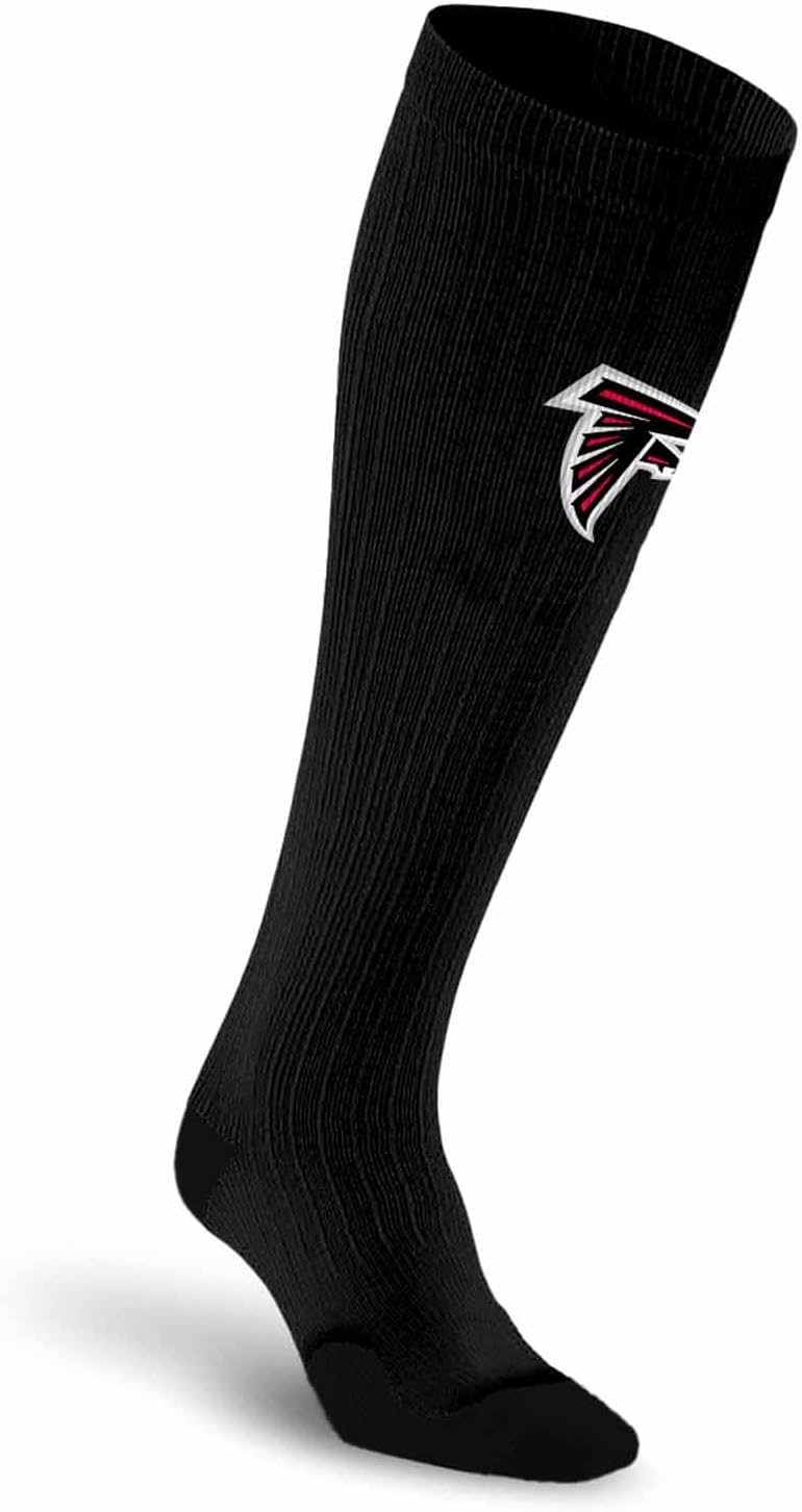For Bare Feet NFL Adult Knee High-Performance Socks, All Black, Unisex Design, Recovery Wellness Exercise Accessory