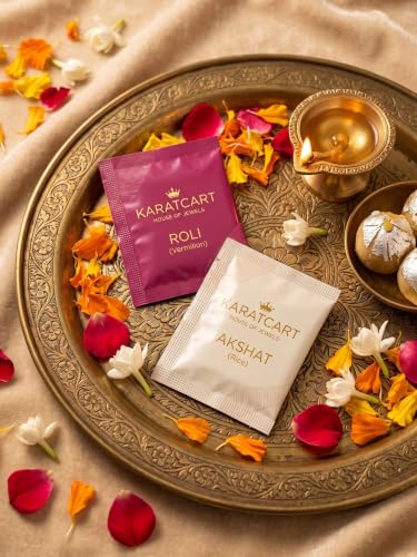 Image of Karatcart Gold-Plated Kundan Rakhi Rakhi with Roli Chawal for Brother and Bhabhi