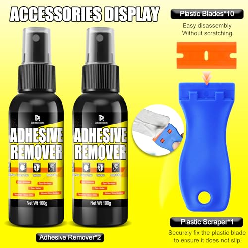 Klebstoffentferner Set 200ml - Etikettenentferner & Kleberlöser mit Schaber, Sicher für Lack & Glas, Entfernt Kleberreste, Etiketten, Aufkleber & Klebebandrückstände – Oberflächensicherer Kleberspray