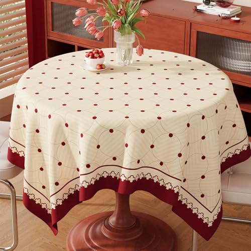Surwin Mantel Hule Mesa Redonda, Manteles de PVC Estilo Elegante, Mantel Antimanchas Impermeable, Manteles Mesa Rectángulo, Ropa Mesa Camilla Lavable para Comedor (Rojo 5,140x280cm)