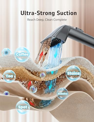 Image of Aspiron Carpet Cleaner,Fast Heating Steamer,Carpet Cleaner Machine for Home,Hot /Cold Water & Steam Wash,Spot Cleaning,20Kpa Powerful Suction,300ML Cleaning Solution,for Upholstery,Sofa,Pet Stain,Car