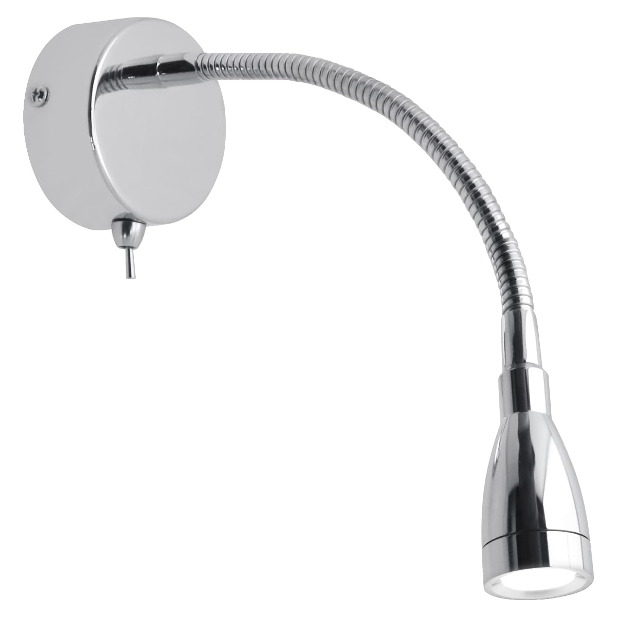 Long Life Lamp Company Cool White Led Indoor Reading Wall Light 2W 6000K Chrome Wall Mounted Bedside Light H3145