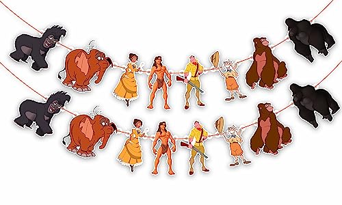 Image of Tarzn Garland Decoration - Adventure Theme Birthday Party Supplies - Cartoon Inspired Hanging Banner for Birthday, Baby Shower, Family Gatherings, Classroom Events, and Wild Party Decorations