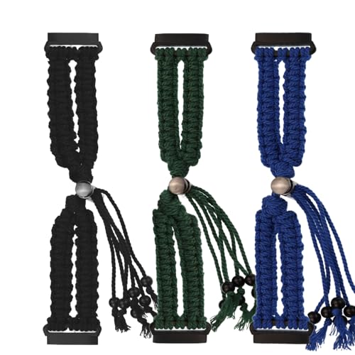 Handmade String Bracelet Adjustable Woven Rope Knot Watch Band Compatible with Fitbit Sense/Versa 3/ Versa 4/ Sense 2 Bands Lucky Friendship Bracelets Watch Strap for Men Women(3 Pack)