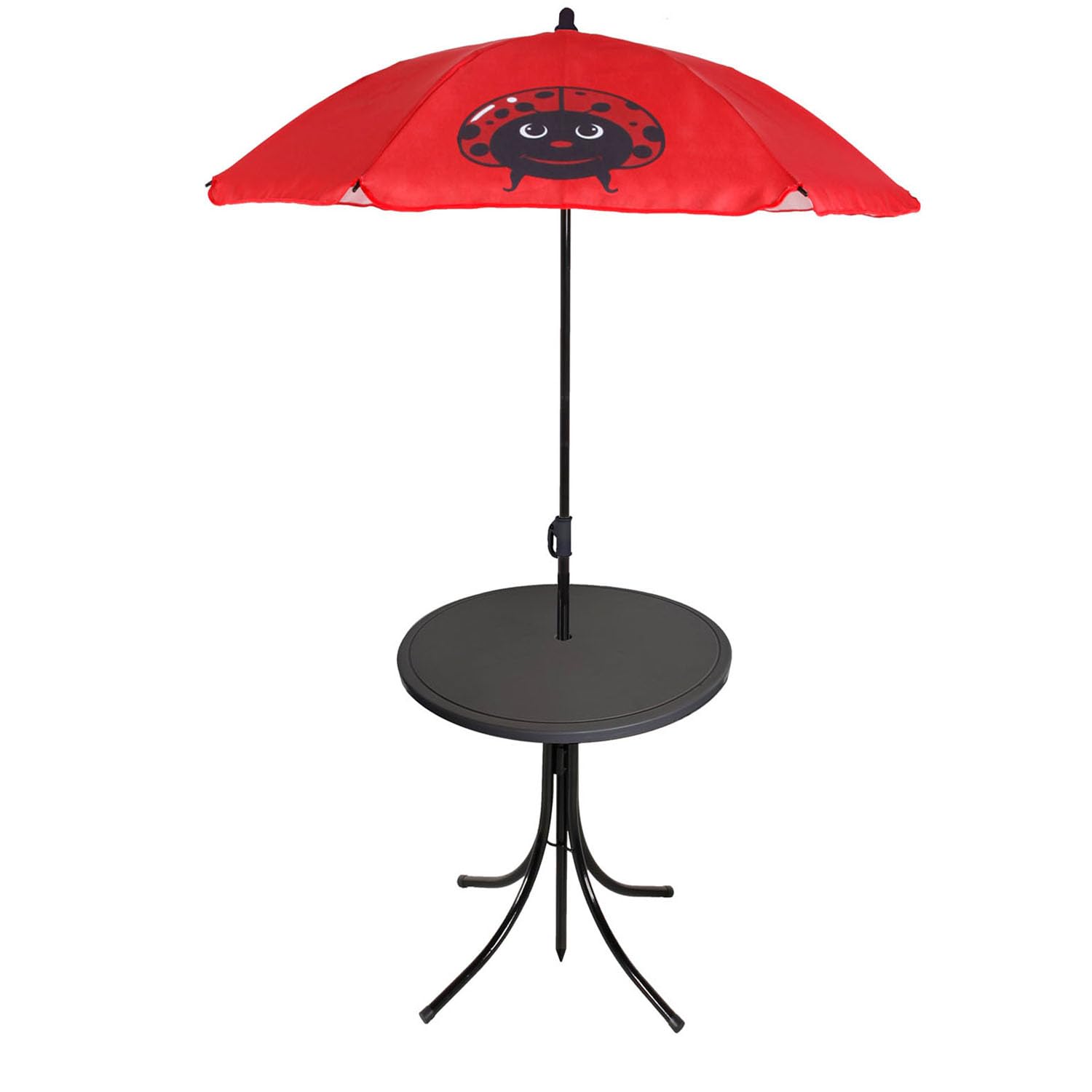 Mojawo 4tlg Kinder Campingmöbel Set Outdoor 2 x Campingstuhl Klappstuhl Käfer + Tisch + Sonnenschirm Rot