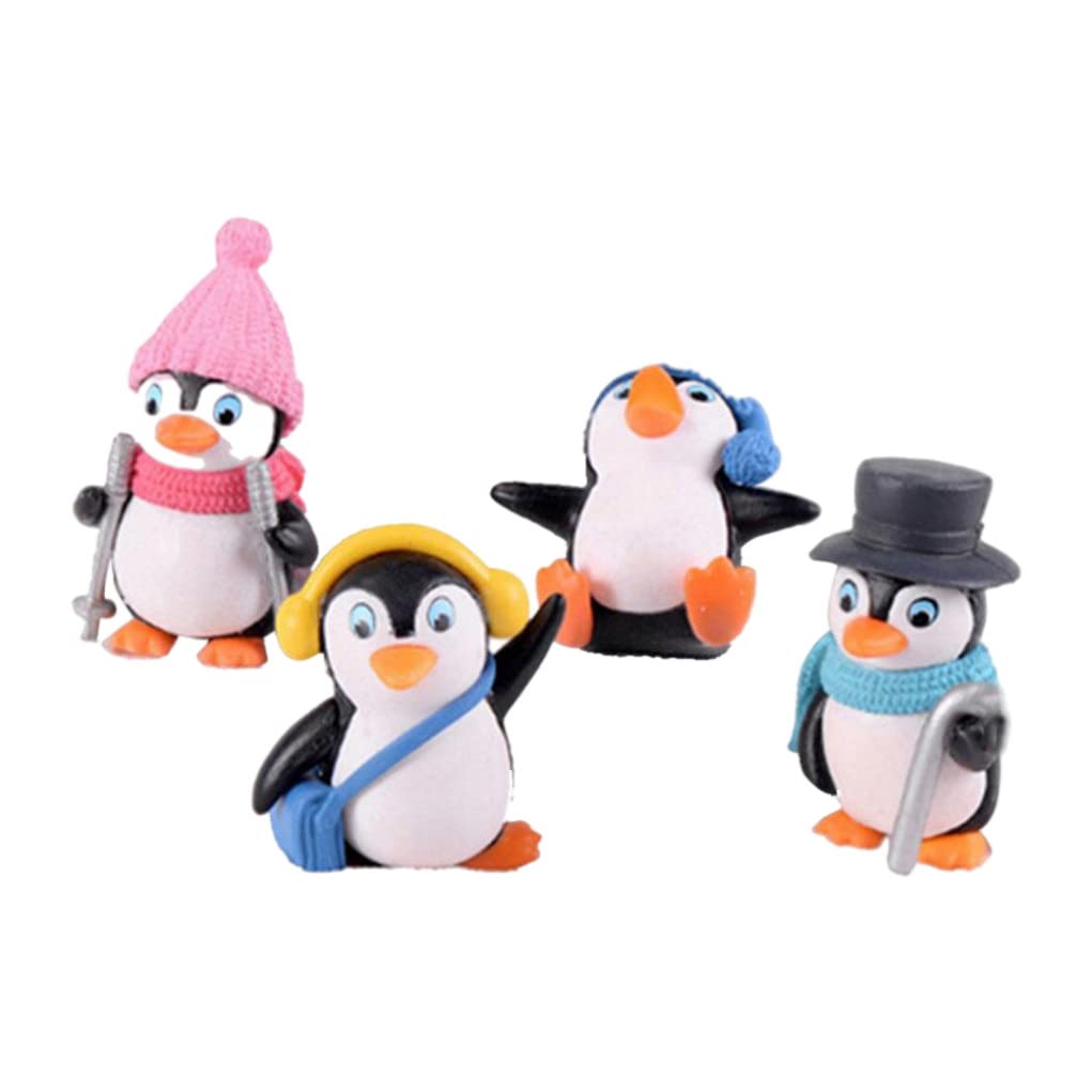 CNAFGBGG Penguin Miniature Figurines Cute Penguin Toys Miniature Figurine Diy Garden Ornaments 4PCS.