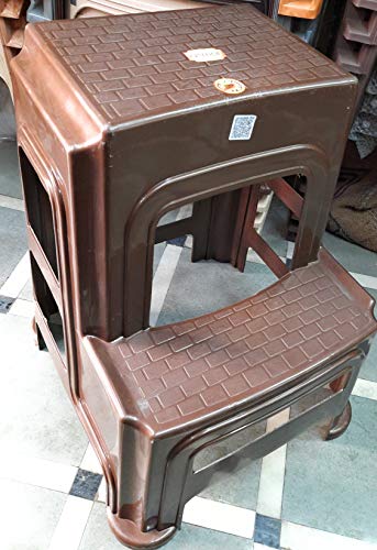 Image of Plastic Step Multi Utility Ladder /Climb Step Stool (Brown)
