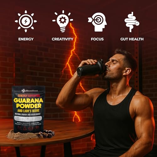 Image of BloomBoost Guarana Powder 1,000mg Per Serv - Lion's Mane, Ashwagandha, Maca,... Natural Caffeine Energizer, Brazilian Herbal Extract, Bulk Superfood, Vegan Friendly, & Non-GMO - 4.2oz (30 Servings)