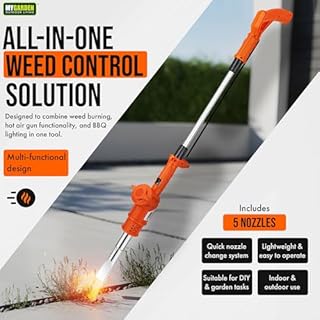 My Garden Electric Weed Burner - 2000W Garden Weed Burner W/ 5 Nozzles, 2 Heat Settings Up to 650°C, 1.8 Meter Cable, a UK Plug & Non Slip Handle W/Cord Buckle for Driveways, patios, and Pathways