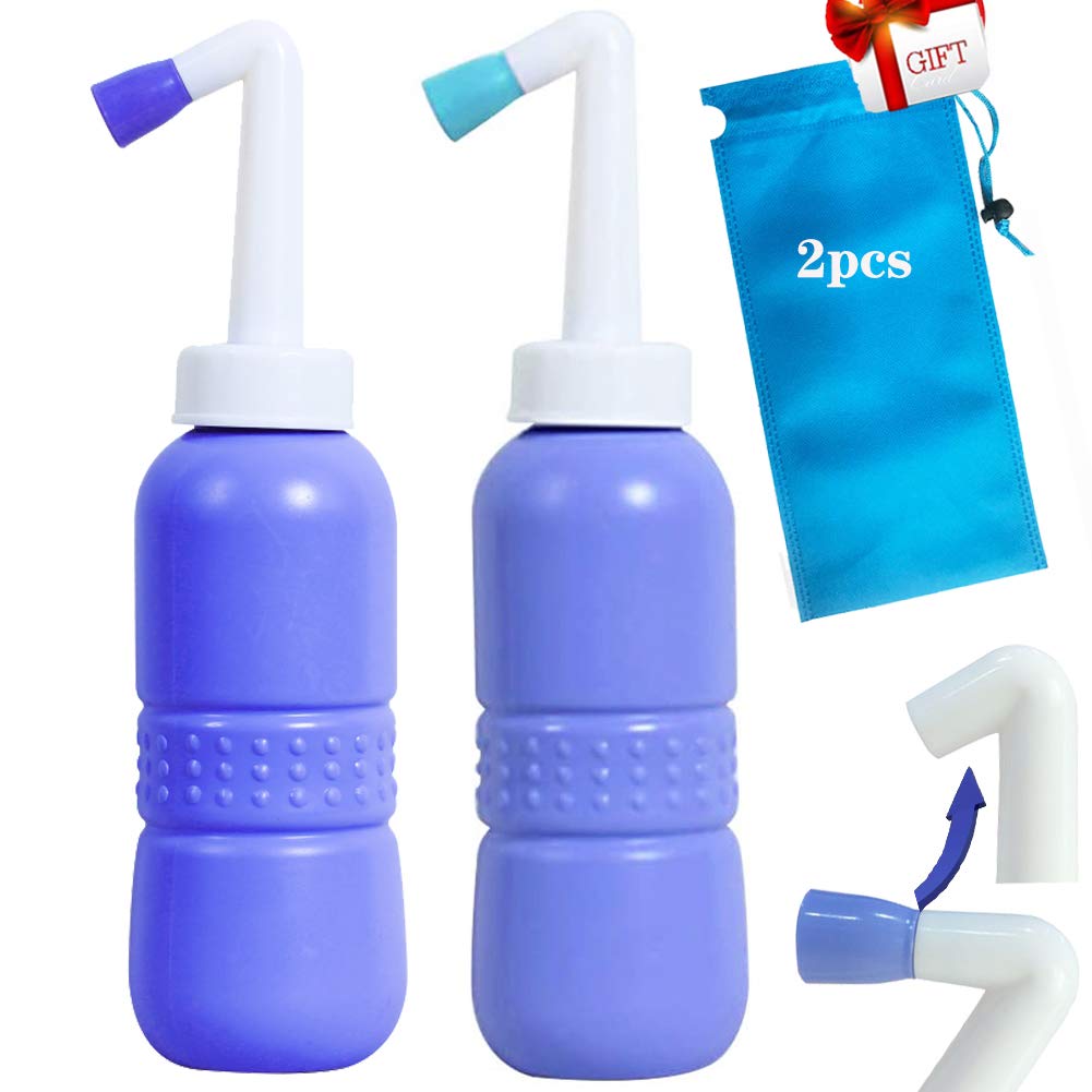 Bidet, Bidet Portatile, Travel Bidet Bottle, Bidet, 450ml for Personal Hygiene Care, Travel Bag Extra Long Pointed Nozzle Spray for Women, Blue Bottle (2pcs)