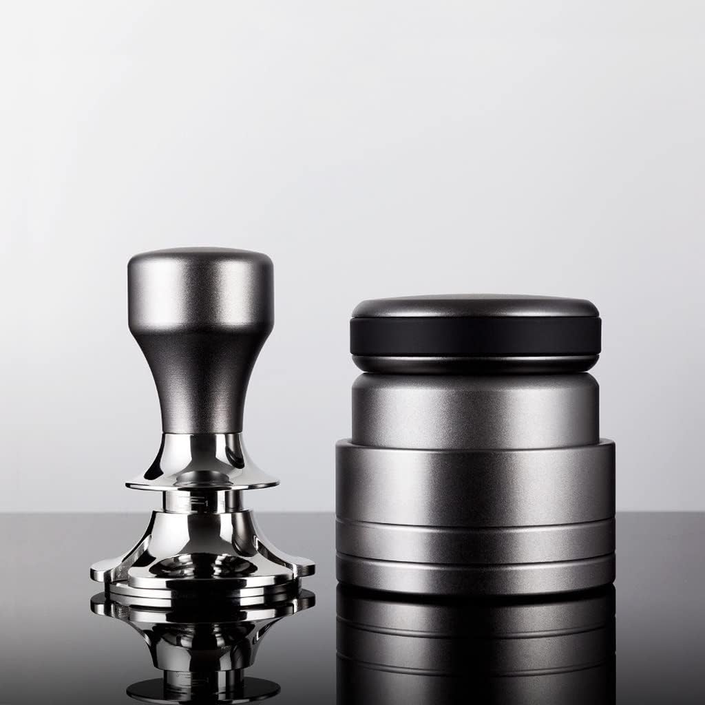 Needle Coffee Adjustable Height 58mm Distributor Leveler Tool Powder Press stainless steel Coffee tamper(Gray)
