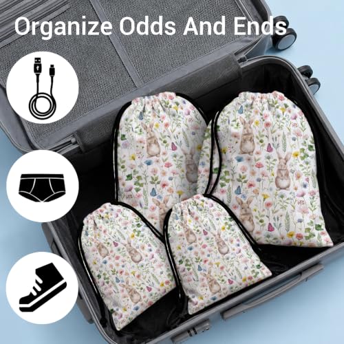 Image of Bunny Drawstring Bag Foldable Storage Pouch Bags for Cloth Shoes