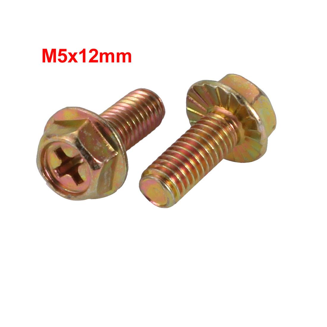 uxcell 20Pcs M5x12mm Yellow Zinc Plated 4.8 Grade Phillips