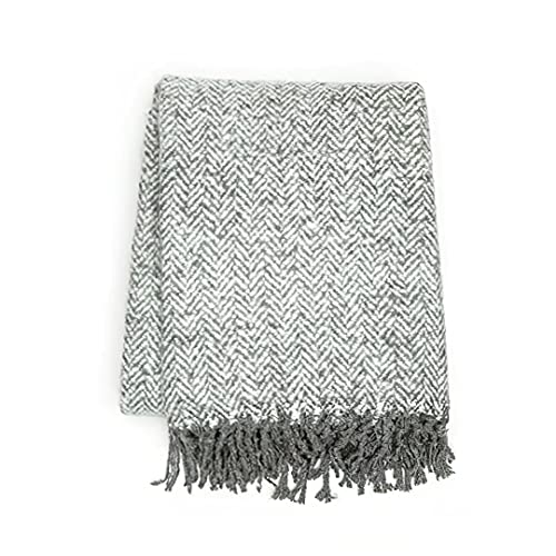 Soft Cashmere Acrylic Throw Blanket Fringe Throw Blanket Lightweight Cozy Shawl Warp Throw Blanket For Bed Or Sofa Farmhouse Outdoor Throw Blankets, 51" X 67", Grey #TOP7