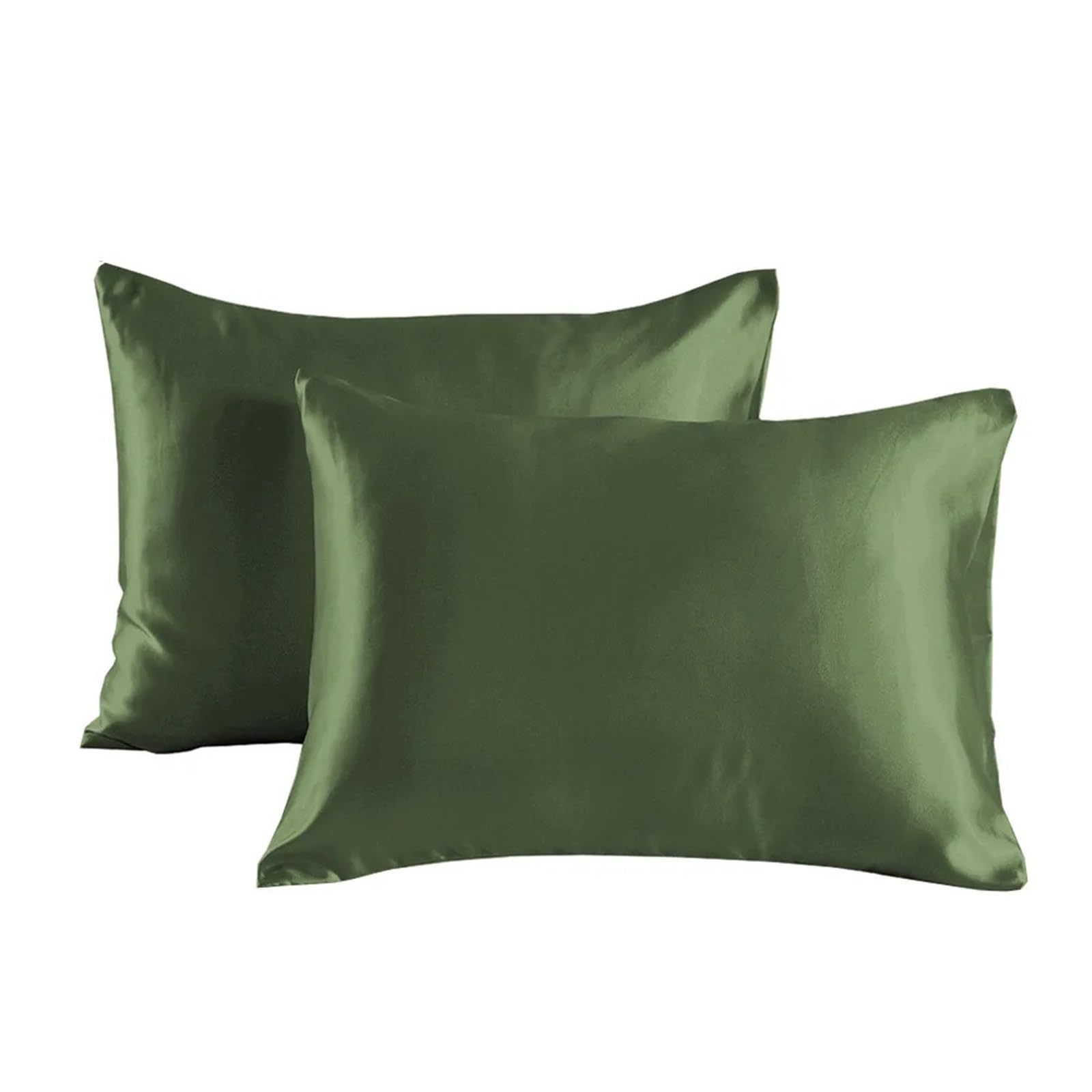 Pillowcase 2pc Satin Pillowcase - Silky Pillow Cases For Hair And Skin With Envelope Closure(Olive green,20x30 IN)