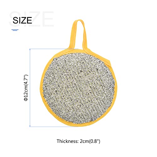 Image of METALLIXITY Round Scrubber Sponge (12 x 2cm /4.7 inch x 0.8 inch) 2pcs, Cleaning Sponge Non Scratch Round Scouring Pad Cleaner - for Cleaning, Dish, Pans, Pots, Yellow