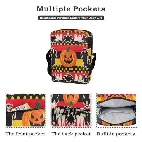 crossbody messenger bag Shoulder Bag Shoulder Handbag For Travel Adjustable Strap for work work - Halloween Dracula Stripe2